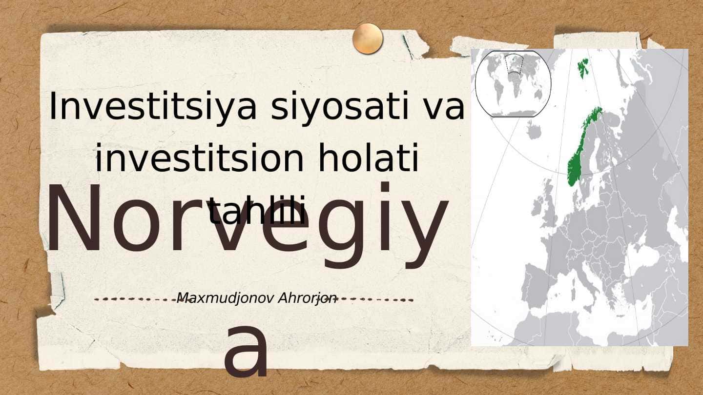 Norvegiya investitsiya siyosati 1