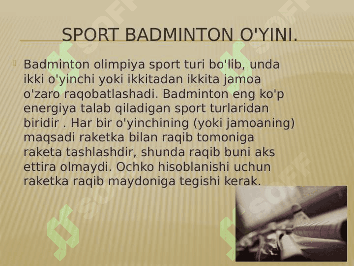 Badminton oʻyini toʻplar bilan maxsus mashqlar bajarish. 2