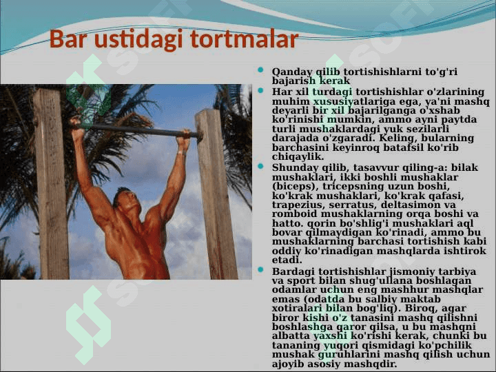 Baland va past turnikda tortinish mashqlarini bajarish 3