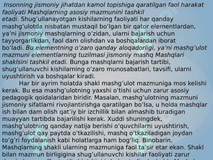 Jismoniy tarbiya bilan shug'ullanish umumiy rivojlantiruvchi mashqlarni bajarish 4