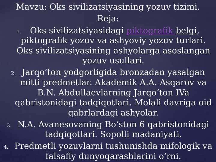Oks sivilizatsiyasining yozuv tizimi 1