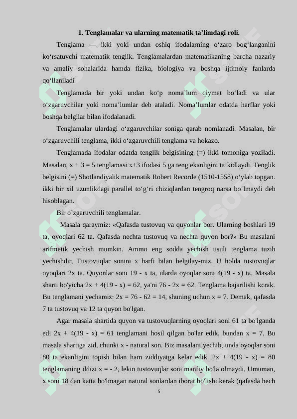 BOSHLANG'ICH SINF O'QUVCHILARIGA TENGLAMALARNI TUSHUNTIRISH USULLARI 5