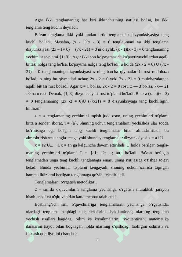 BOSHLANG'ICH SINF O'QUVCHILARIGA TENGLAMALARNI TUSHUNTIRISH USULLARI 8