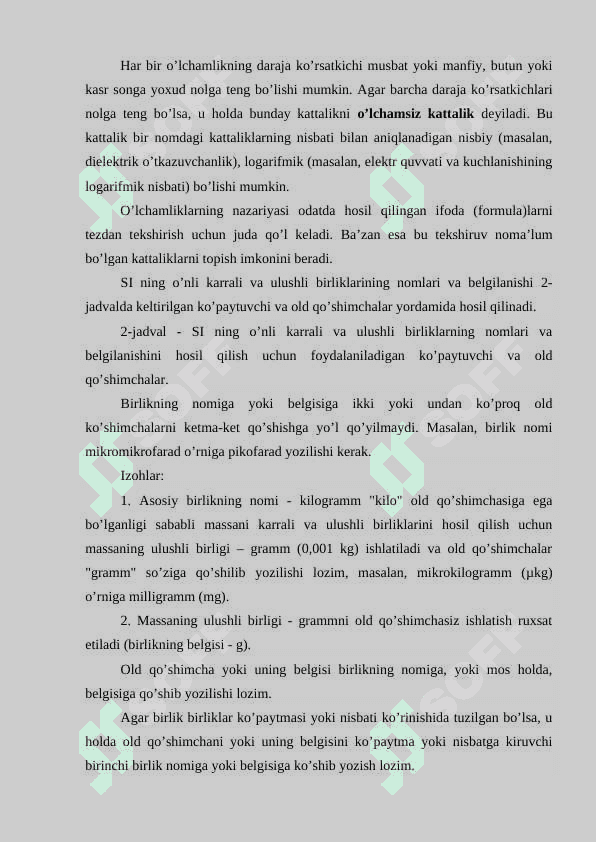 Kattaliklar va ularning turlari. 4