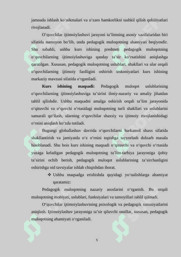 Pedagogik muloqot uslublarining o’quvchilar ijtimoiylashuviga ta’siri 5