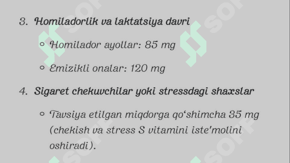 Organizmning S vitaminiga ehtiyojini baholash (rasm taqdimot) 7