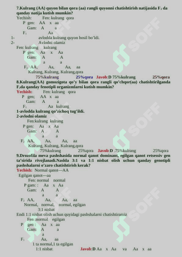 Genetikadan masalalar yechish 5