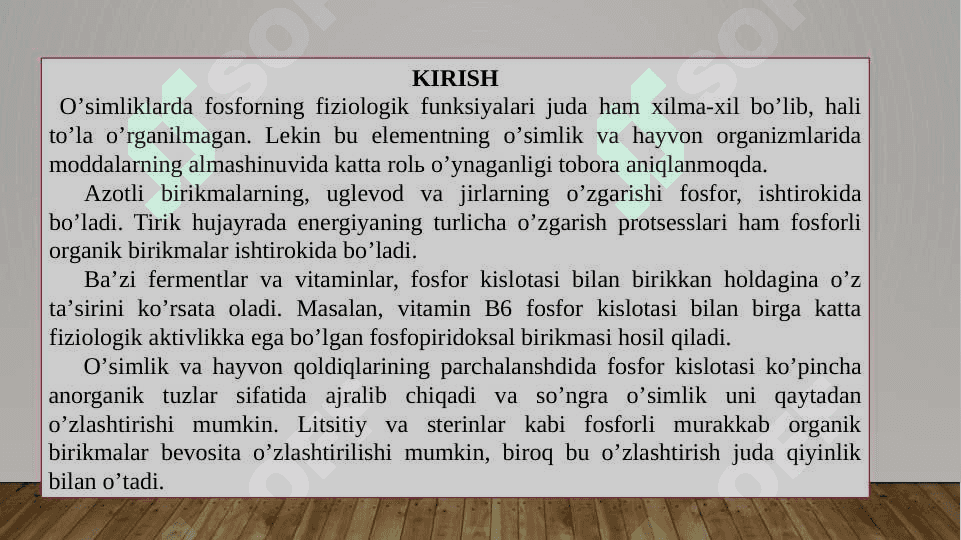 Fosforli moddalar va ularning energiya almashinuvidagi ahamiyati 3