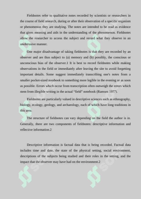 Case study,field notes 2