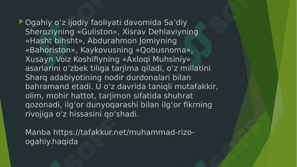 Ogahiy hayoti va ijodi 3