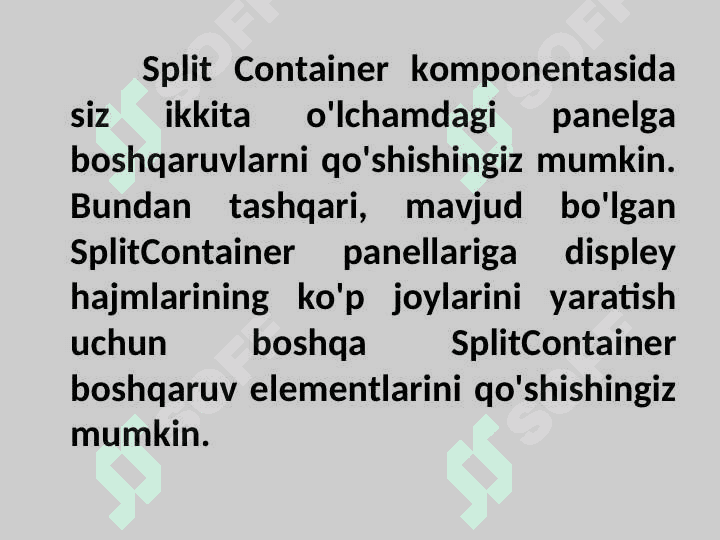 C# dasturlash tilida Split Container komponentasi yordamida dasturlar yaratish 8