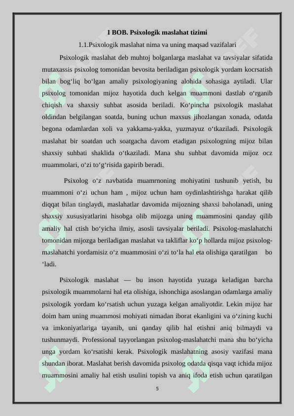 Psixologik maslahatni tashkil etishdagi muammolar 5
