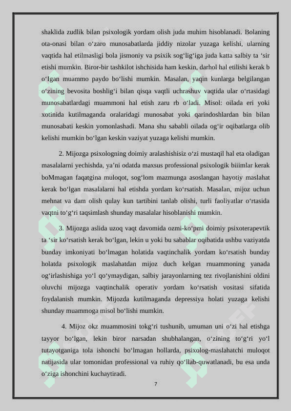 Psixologik maslahatni tashkil etishdagi muammolar 7