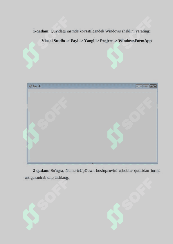 С# dasturlash tilida NumericUpDown komponentasi  yordamida dasturlar yaratish 5