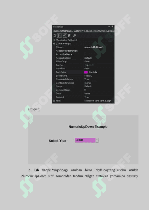 С# dasturlash tilida NumericUpDown komponentasi  yordamida dasturlar yaratish 7