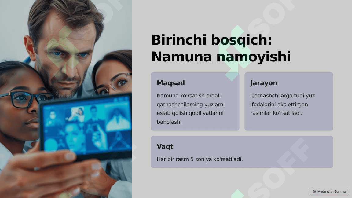 Yuzlashtirish va tanib olish uchun koʻrsatish eksperimenti 4