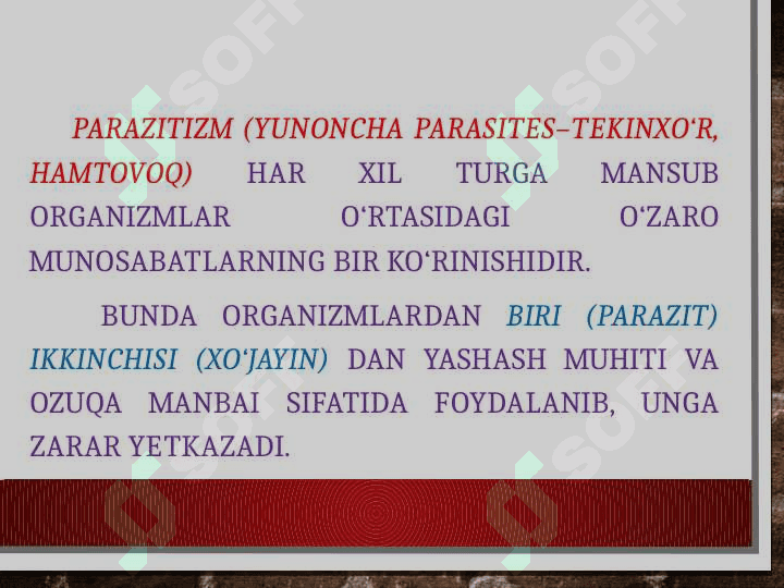 Parazitizm va parazitlar to‘g‘risida tushunchalar. 3