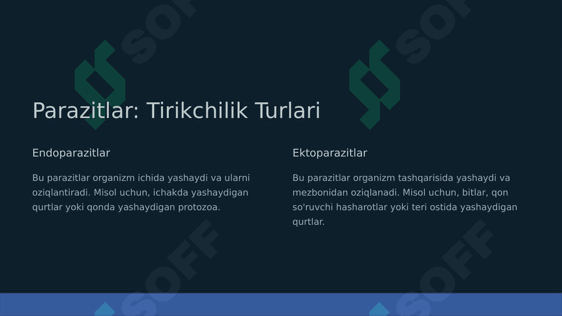 Parazitlar keltirib chiqaradigan kasaliklarni o'rganish hamda ularga qarshi kurash choralarini to'g'ri tashkil qilish 3