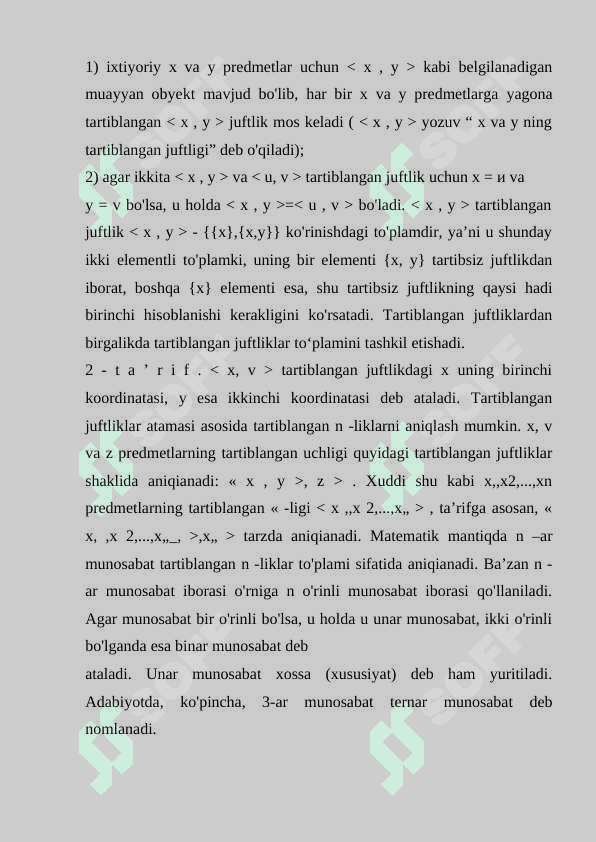 Cheklangan kvantorlar. mantiqiy kvadrat. Formulalarning normal kanonik formalari. Maxsus binar munosabatlar soni 5