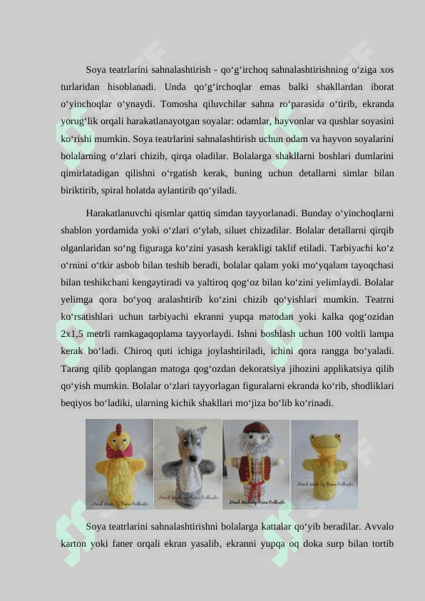 Maktabgacha katta yoshdagi bolalarning badiiy ijodiy qobiliyatlarini qo'g'irchoq teatri vositalari shakllantirish mazmuni 3