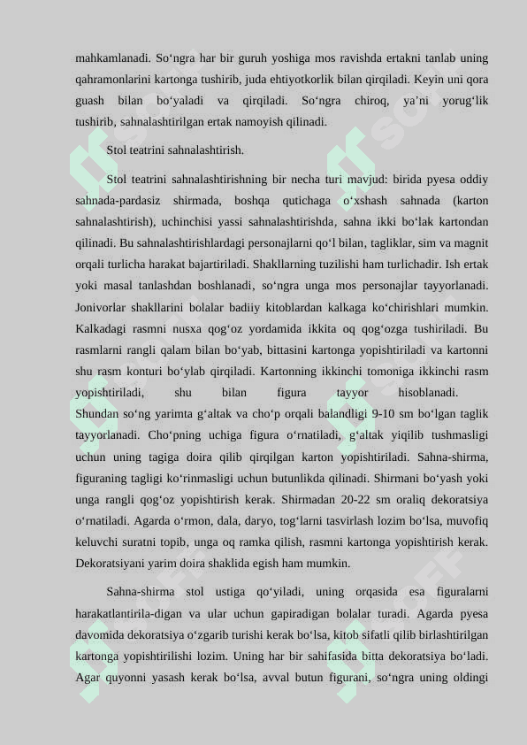 Maktabgacha katta yoshdagi bolalarning badiiy ijodiy qobiliyatlarini qo'g'irchoq teatri vositalari shakllantirish mazmuni 4
