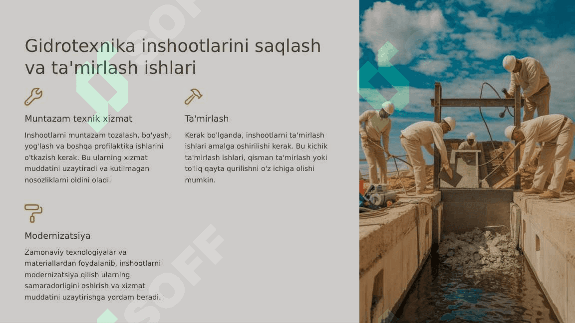Gidrotexnika inshootlarining barqaror ish faoliyatini ta'minlash choralari 4