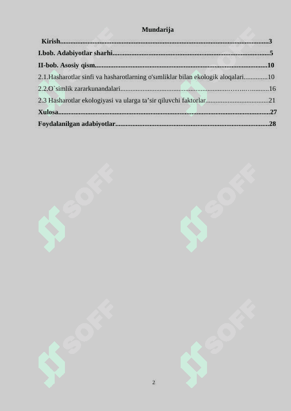 Hasharotlarning o'sımliklar bilan ekologik aloqalari. 2