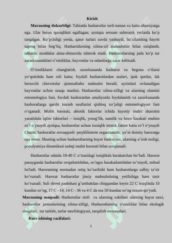 Hasharotlarning o'sımliklar bilan ekologik aloqalari. 3
