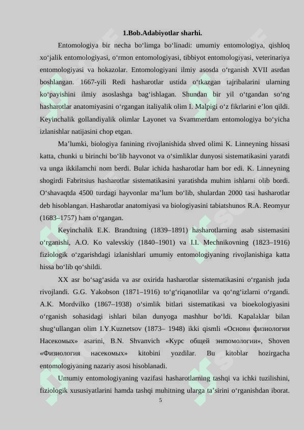 Hasharotlarning o'sımliklar bilan ekologik aloqalari. 5