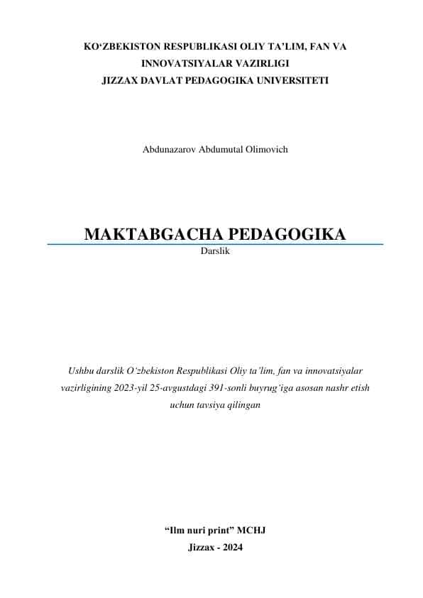 Maktabgacha pedagogika darslik