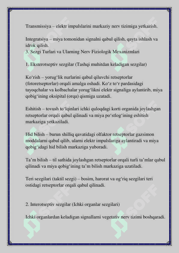 Sezgining reflektor va retseptor nazariyalari Glassariy  va yana ichida 5 ta mavzu bor 4
