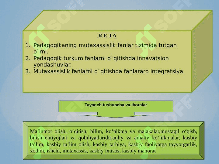 Mutaxassislik fanlarini o’qitishning nazariy-metodologik asoslari 2