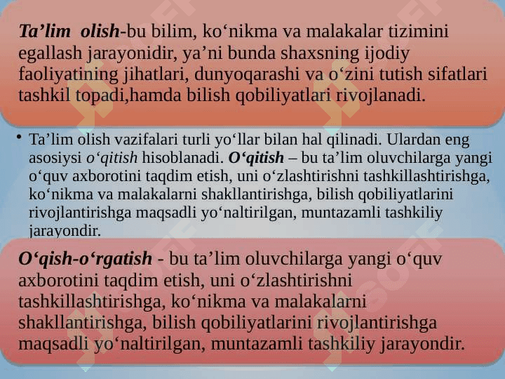 Mutaxassislik fanlarini o’qitishning nazariy-metodologik asoslari 4