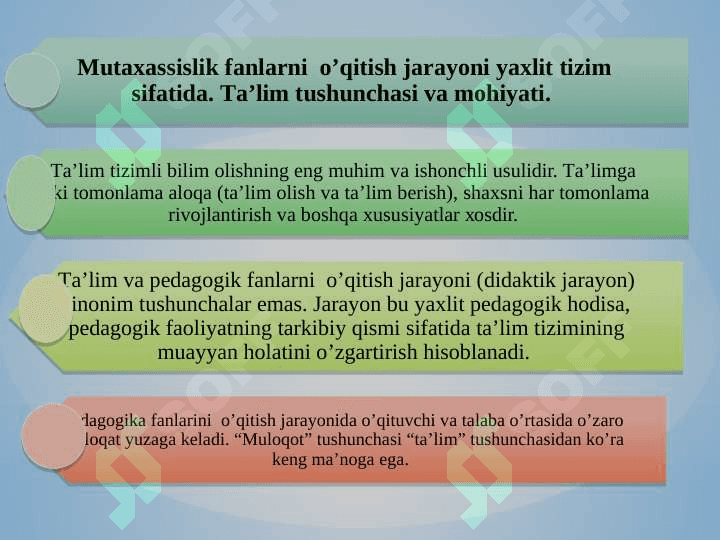 Oliy ta’lim tizimida o’quv jarayonini tashkil etilishi. 3