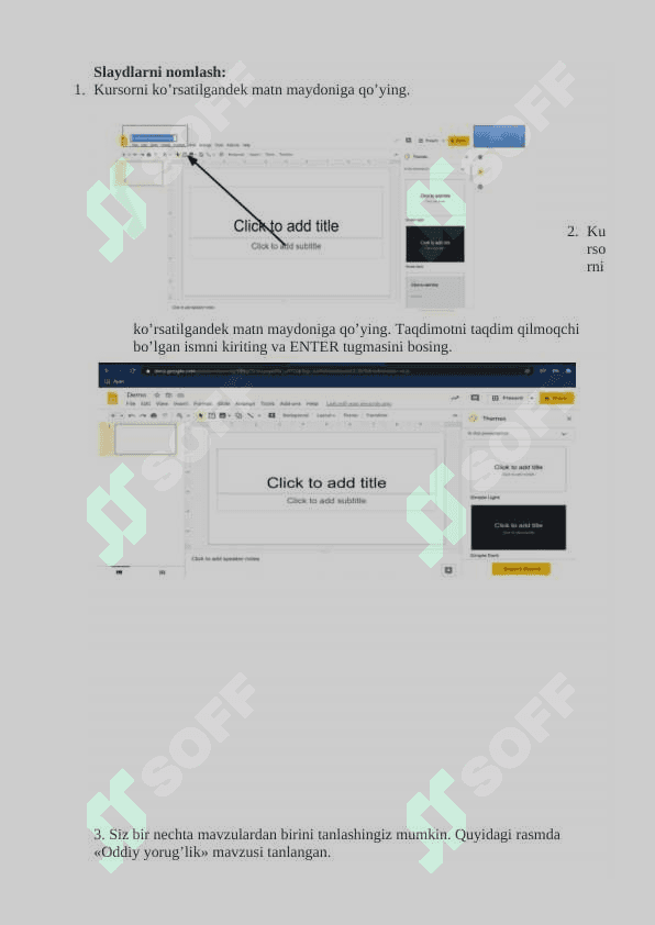 Google presentation va Google Form haqida tushuncha va undan foydalanish. 3