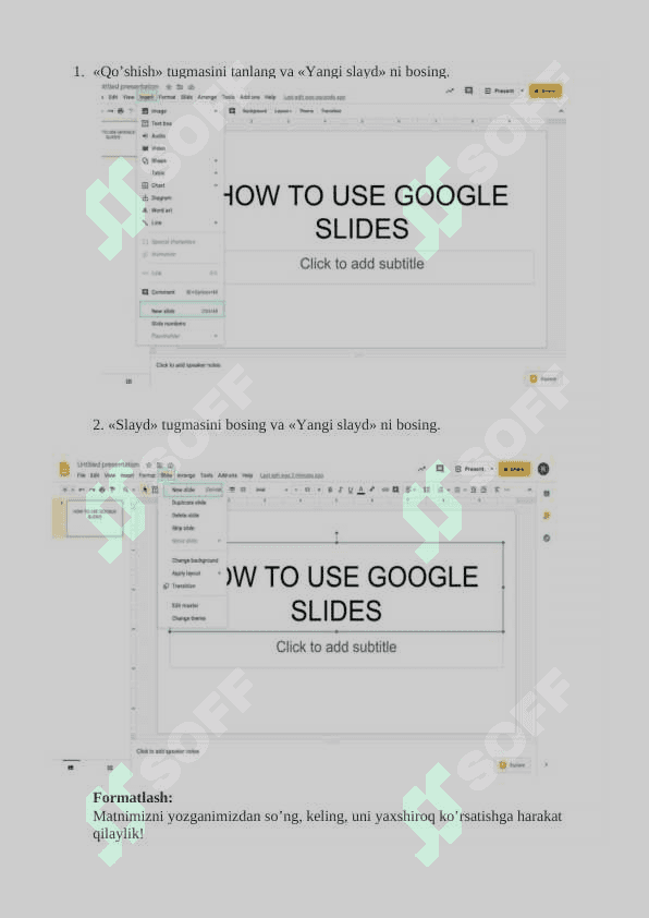Google presentation va Google Form haqida tushuncha va undan foydalanish. 5