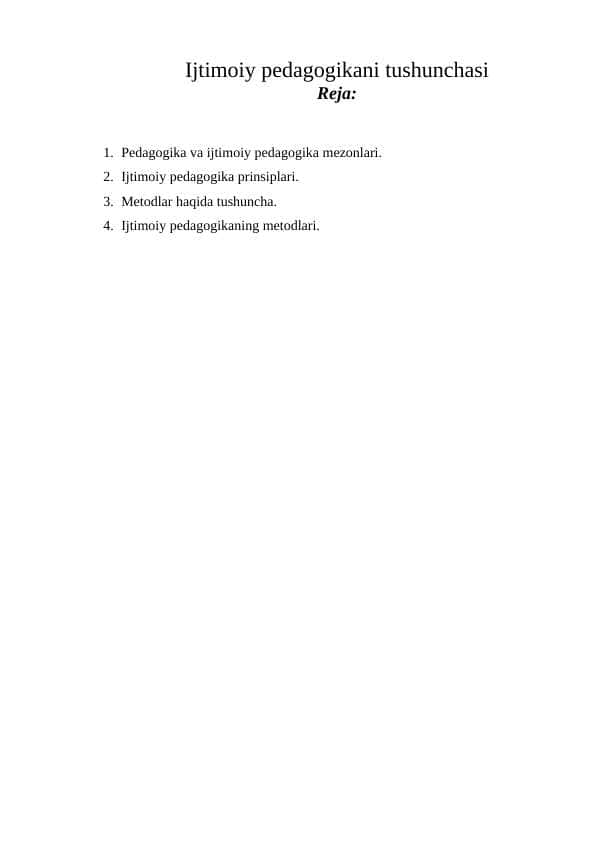 Ijtimoiy pedagogikani tushunchasi 1
