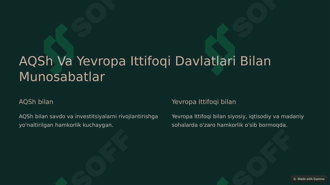 O'zbekistonning Xorijiy Mamlakatlar Bilan Aloqalari 4