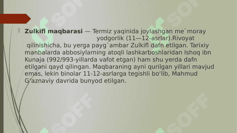 Zul Kifl maqbarasi haqida (Termiz XI-XII asrlar) 3