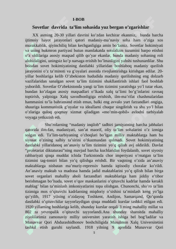 O’ZBEKISTONDA SOVET HOKIMIYATI DAVRIDA OLIY  TA’LIM TIZIMI 5