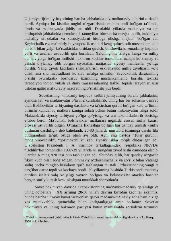 O’ZBEKISTONDA SOVET HOKIMIYATI DAVRIDA OLIY  TA’LIM TIZIMI 8