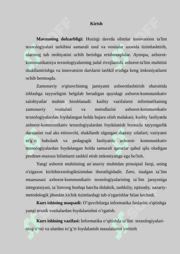 Informatikani o’qitishda zamonaviy pedagogik texnologiyalarning o’rni 2