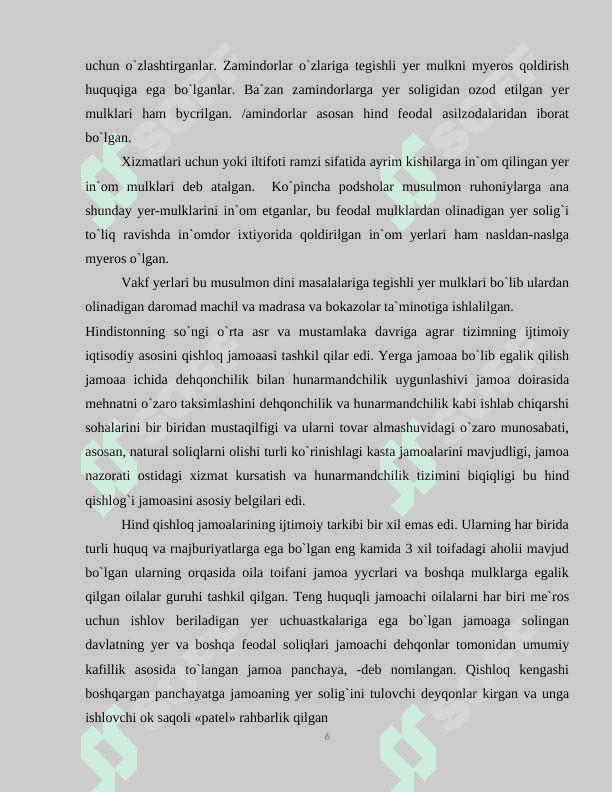 Hindistonda Angliya hukmronligining o’rnatilishi 6