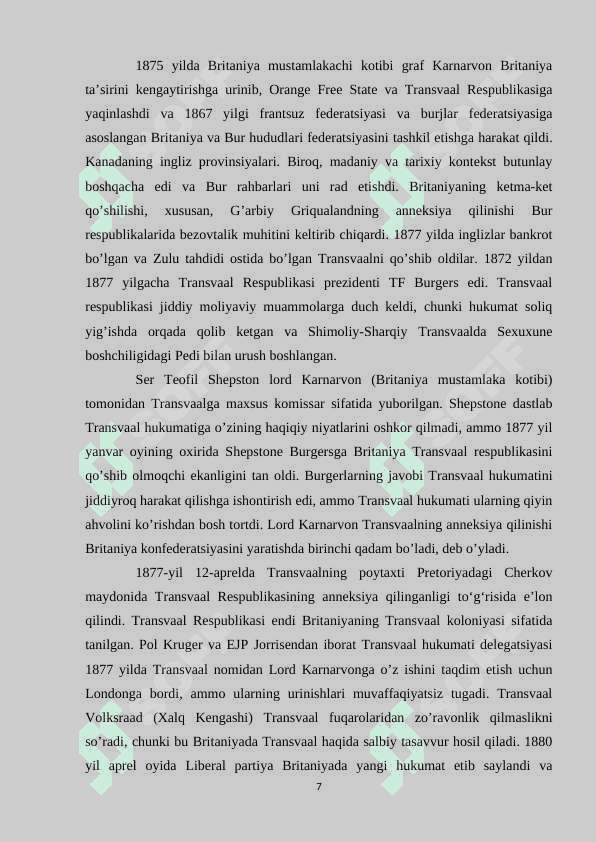 JANUBIY AFRIKA INGILIZ-BUR URUSHLARI DAVRIDA 7