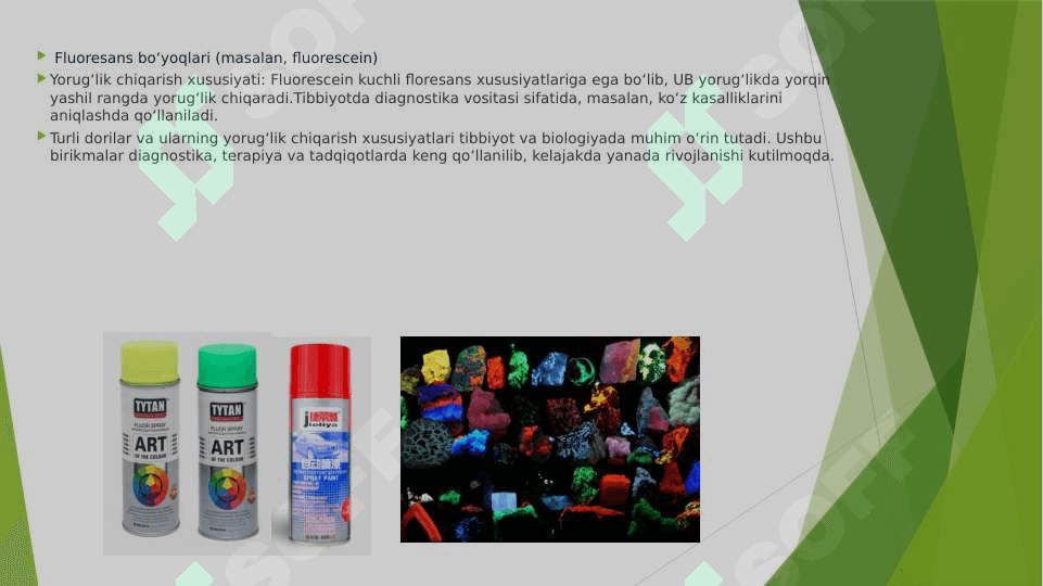Yorug'lik chiqaradigan dorilar uchun organik va elektrorganik birikmalar. 8