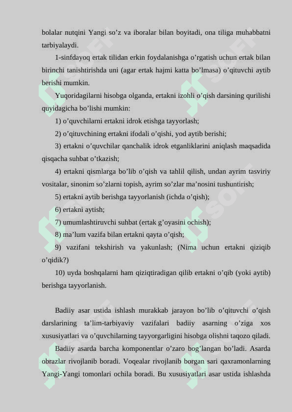 O’qish darslarida hikoya o’qish  uslubiyati 1-sinf 8