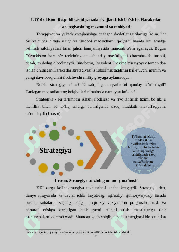 O’zbekiston Respublikasini yanada rivojlantirish bo’yicha Harakatlar strategiyasining mazmuni. 7