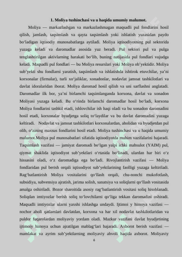Moliyaning mohiyati va turlari 6