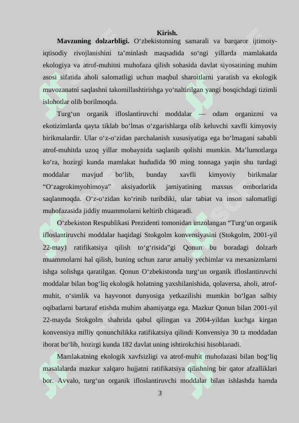 Mavzu: O‘zbekistonning Jahon bozoriga kirib borishining ijtimoiy-iqtisodiy muammolari 3