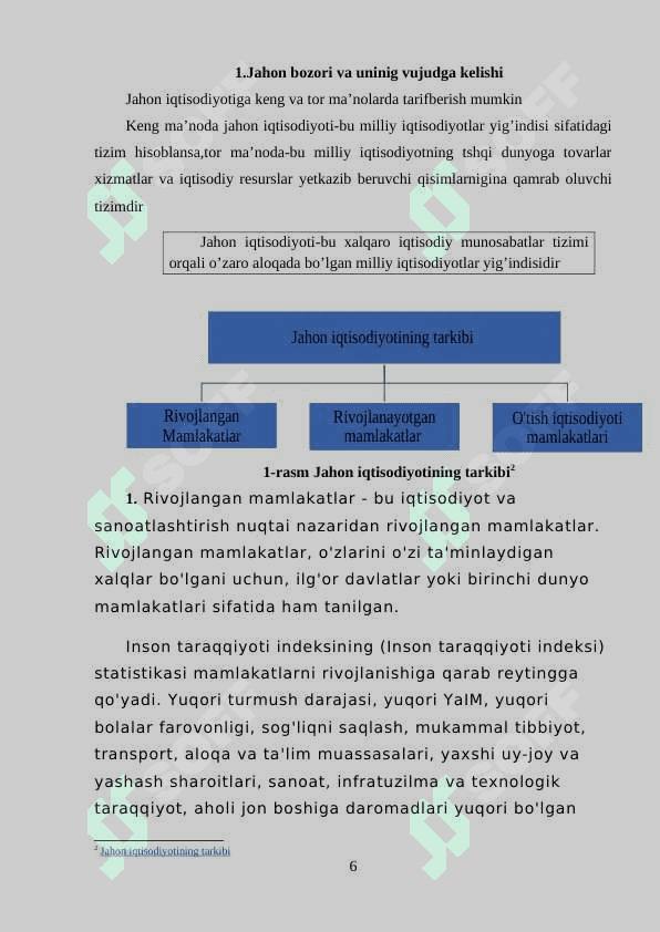 Mavzu: O‘zbekistonning Jahon bozoriga kirib borishining ijtimoiy-iqtisodiy muammolari 6